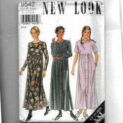 6542 NEW LOOK EMPIRE SHORT - LONG SLEEVE LONG DRESS KNIT  PATTERN SM-XXL uncut